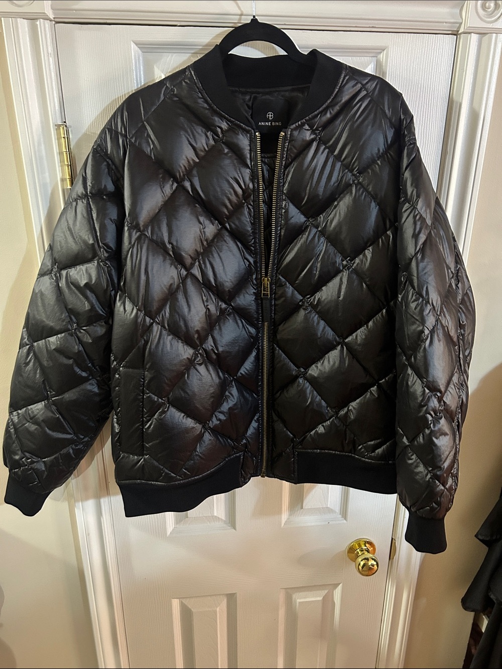 Anine Bing Leo Puffer Jacket in Black